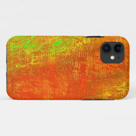 赤からライムに溝と肌の汚れ絵を描た iPhone 11 ケース