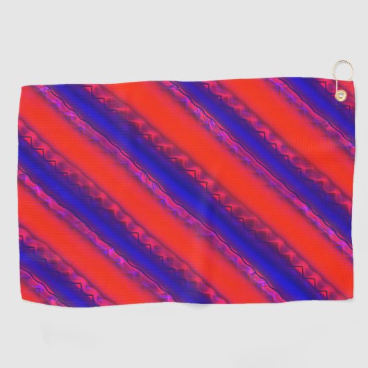 赤から王室の青の幅ストライプスタイル ゴルフタオル (横)