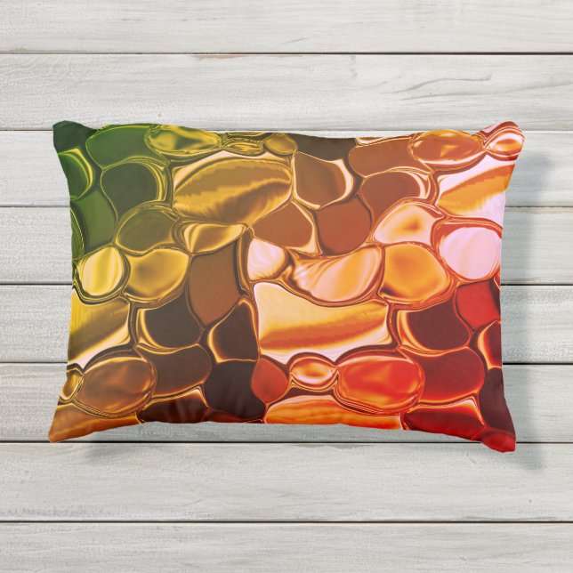 赤から緑に移行する丸い形状 アウトドアクッション (裏面)