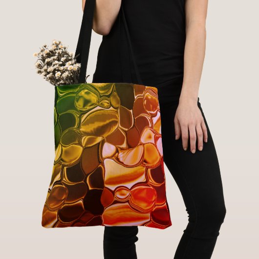 赤から緑に移行する丸い形状 トートバッグ (クローズアップ)