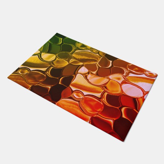 赤から緑に移行する丸い形状 ドアマット (アングル)