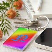 赤から緑への斜め虹のグラデーション キーホルダー (正面右)