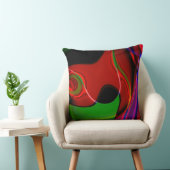 赤から緑へわずかに重なるストロークカーブ クッション (椅子)