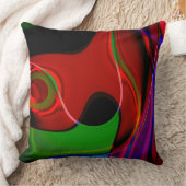 赤から緑へわずかに重なるストロークカーブ クッション (ブランケット)