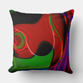 赤から緑へわずかに重なるストロークカーブ クッション (正面)