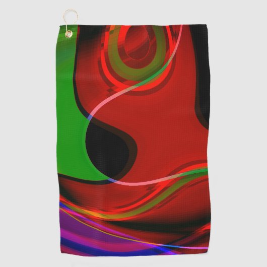 赤から緑へわずかに重なるストロークカーブ ゴルフタオル (正面)