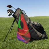 赤から緑へわずかに重なるストロークカーブ ゴルフタオル (グリーン)