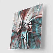 赤から青のピクセル化した霧雨のテクスチャにキーンと茶色 スクエア壁時計 (傾斜)