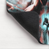 赤から青のピクセル化した霧雨のテクスチャにキーンと茶色 マウスパッド (コーナー)