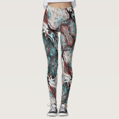 赤から青のピクセル化した霧雨のテクスチャにキーンと茶色 レギンス (正面)