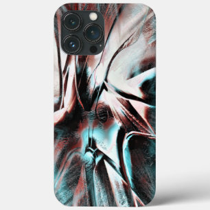 赤から青のピクセル化した霧雨のテクスチャにキーンと茶色 iPhone 13 PRO MAXケース