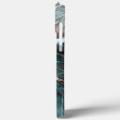 赤から青のピクセル化した霧雨のテクスチャにキーンと茶色 Case-Mate iPhoneケース (裏面 / 左)