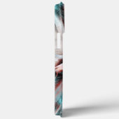 赤から青のピクセル化した霧雨のテクスチャにキーンと茶色 Case-Mate iPhoneケース (裏面 / 右)