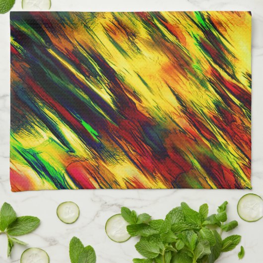 赤から黄色に染まった赤い緑 キッチンタオル (折り畳み)