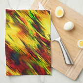 赤から黄色に染まった赤い緑 キッチンタオル (四つ折り)