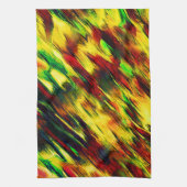 赤から黄色に染まった赤い緑 キッチンタオル (縦)