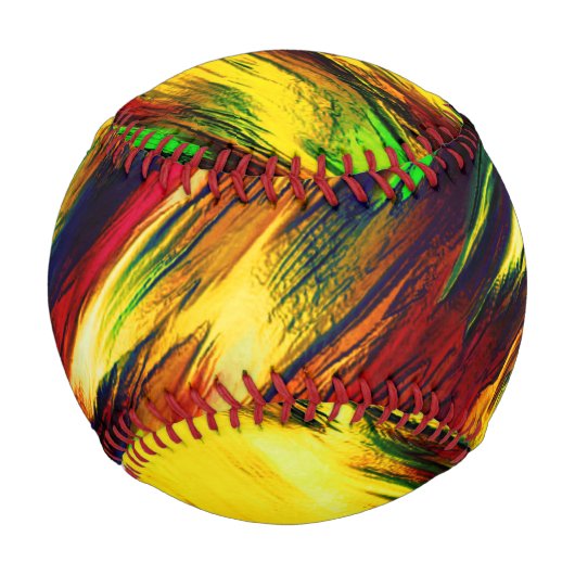 赤から黄色に染まった赤い緑 野球ボール (裏面)