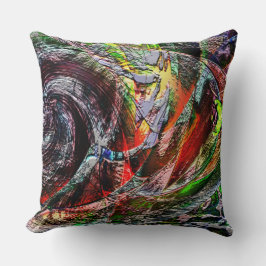 赤から黄色のグラデーション上のデジタル廃墟のテクスチャ クッション