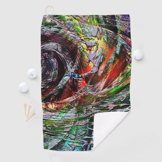 赤から黄色のグラデーション上のデジタル廃墟のテクスチャ ゴルフタオル (インサイチュ)