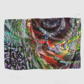 赤から黄色のグラデーション上のデジタル廃墟のテクスチャ ゴルフタオル (横)