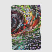 赤から黄色のグラデーション上のデジタル廃墟のテクスチャ ゴルフタオル (正面)