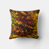 赤から黄色の黄土色の汚れの上に暗いテクスチャガラス クッション (裏面)