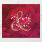 赤から黒の水の色のワイきらめくンラベル スパークリングワインラベル (シングルラベル)