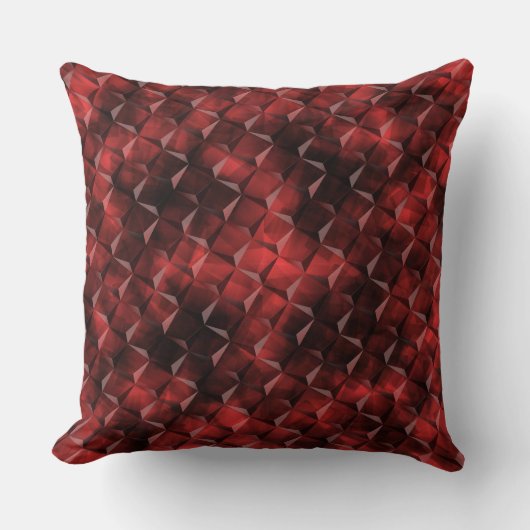 赤から黒の汚れた正方形、カーボンの汚れ3D汚れ クッション (正面)