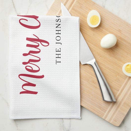 赤かわいいくるみ割り人形メリークリスマス キッチンタオル (四つ折り)