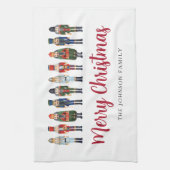 赤かわいいくるみ割り人形メリークリスマス キッチンタオル (縦)