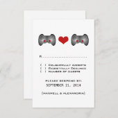 赤かわいいゲーマーの応答カード 出欠カード (正面/裏面)