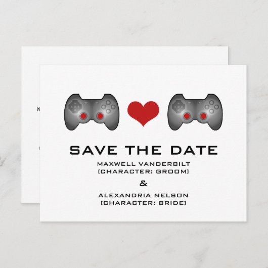 赤かわいいゲーマー日付はがきを保存 案内ポストカード (正面/裏面)