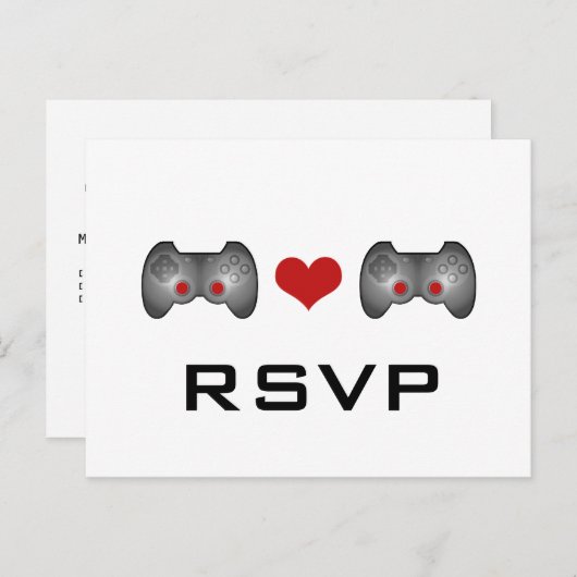 赤かわいいゲーマーRSVPポストカード インビテーションポストカード (正面/裏面)