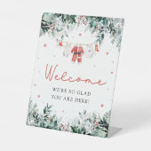 赤かわいいサンタベビークリスマスシャワーウェルカムサイン 台座サイン (正面)