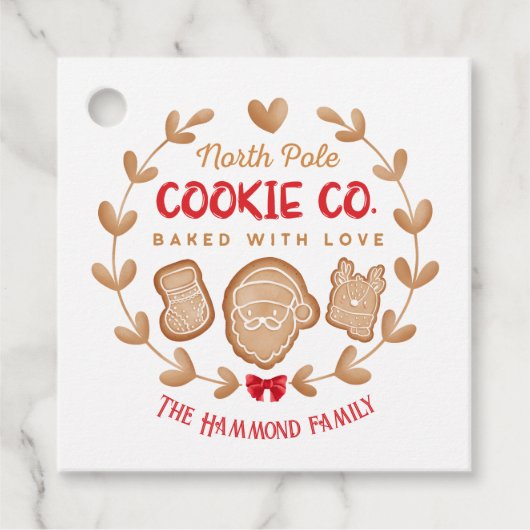 赤かわいいジンジャーブレッドクリスマスクッキー交換 フェイバータグ (正面)