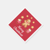 赤かわいいジンジャーブレッドマンメリークリスマス スタンダードカクテルナプキン (角)