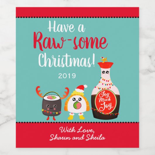 赤かわいいスおもしろいシスタプンメリークリスマスホリデー ワインラベル (シングルラベル)