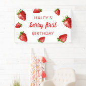 赤かわいいストロベリーファースト1ベビー誕生日 横断幕 (インサイチュ)