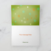 赤かわいいトナカイのクリスマスツリースノーフレークヴィンテージ カード (内部)