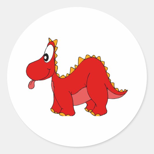 赤かわいいドラゴン ラウンドシール (正面)