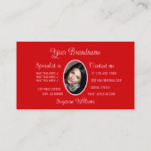 赤かわいいピンクのハートシックとモノグラムと写真 名刺 (裏面)