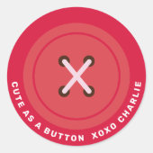 赤かわいいボタン教室バレンタインデー ラウンドシール (正面)