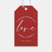 赤かわいいラブバレンタインのサークル ギフトタグ (正面)