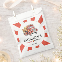 赤かわいい消防車の少年の誕生日パーティーの好意バッグ フェイバーバッグ