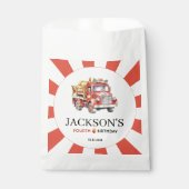 赤かわいい消防車の少年の誕生日パーティーの好意バッグ フェイバーバッグ (正面)