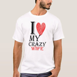 赤かわいい熱狂するハートで妻を愛す Tシャツ