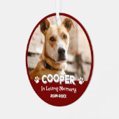 赤かわいい犬の写真名ペット記念記念 メタルオーナメント (正面左)