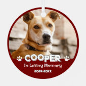 赤かわいい犬の写真名ペット記念記念 メタルオーナメント (裏面)