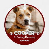 赤かわいい犬の写真名ペット記念記念 メタルオーナメント (正面)