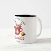 赤かわいい甘いチョコレートドリンククリスマス ツートーンマグカップ (正面右)